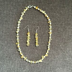 Yellow Agate & Salt Water Pearl Set